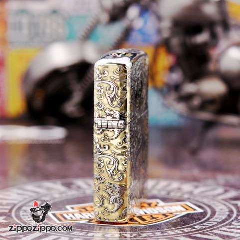 Zippo Chính Hãng Phiên Bản Chrome Khắc Rồng May Mắn Tài Lôc