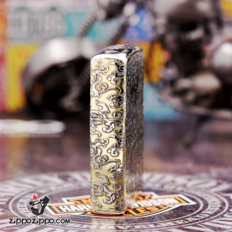 Zippo Chính Hãng Phiên Bản Chrome Khắc Rồng May Mắn Tài Lôc