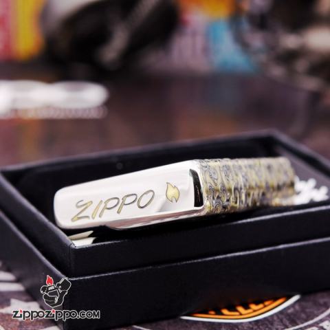 Zippo Chính Hãng Phiên Bản Chrome Khắc Rồng May Mắn Tài Lôc