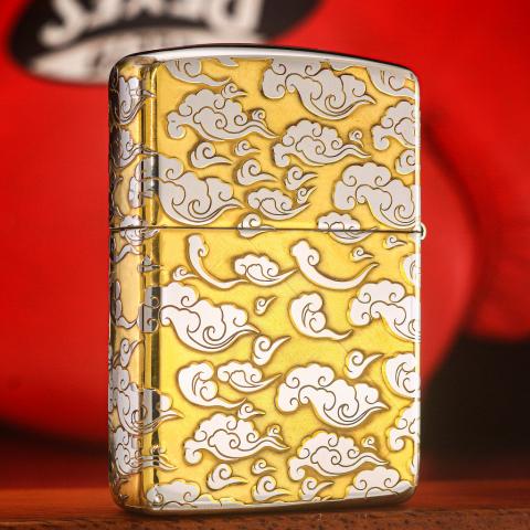 Zippo Chính Hãng Phiên Bản Đồng Mạ Chrome Armor Khắc Rồng Bay Trên Mây