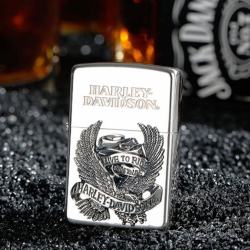 Zippo Chính Hãng Phiên Bản Harley Davidson Chim Ưng Live To Ride Màu Bạc - Mã SP: ZPC1017