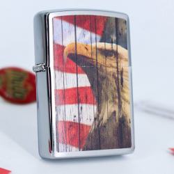 Zippo Chrome Chủ Đề  Đại Bàng Yêu Nước Mỹ - Mã SP: ZPC2885