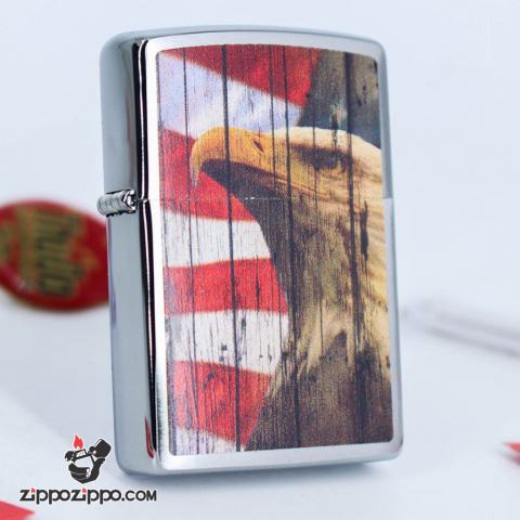 Zippo Chrome Chủ Đề  Đại Bàng Yêu Nước Mỹ