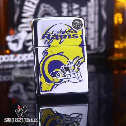 Zippo Cổ bạc hình bóng bầu dục RAMS sản xuất 1997