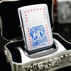 Zippo Cổ bạc xước hình ngôi sao đỏ sản xuât 1974 - Mã SP: ZPC3022-4