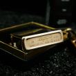 Zippo Cổ Đồng Nguyên Khối Mạ Vàng Hồng Khắc Hình Lá Phong Sản Xuất Năm 2000
