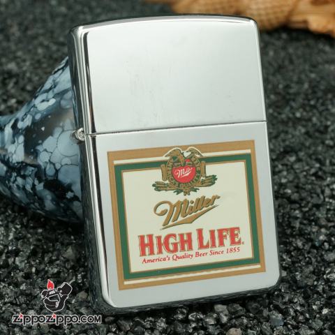 zippo cổ hãng bia miller - bạc bóng miller high life 1996