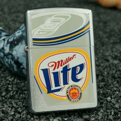 zippo cổ hãng bia miller -  bạc xước miller lite - Mã SP: ZPC2034-8