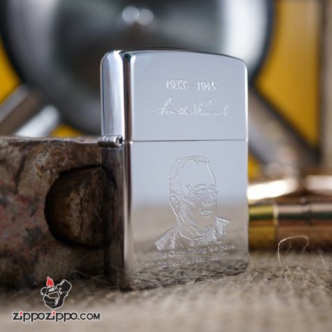 Zippo cổ khắc hình tổng thống mỹ - Franklin D. Roosevelt 19533-1945 sản xuất năm 1989