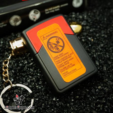 ZIPPO CỔ SƠN TĨNH ĐIỆN MÀU ĐEN ĐỎ SX NĂM 1996