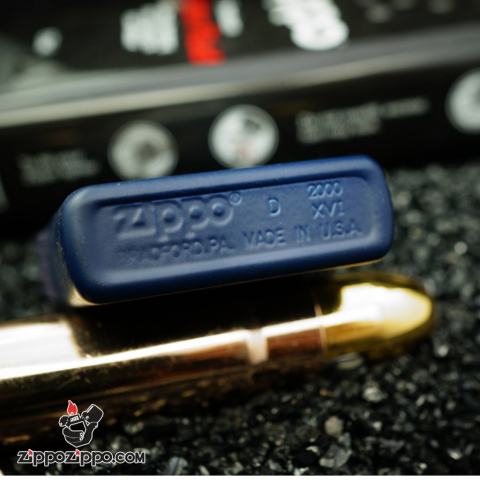 Zippo Cổ Sơn Xanh Navy In Logo FUN Năm 2000