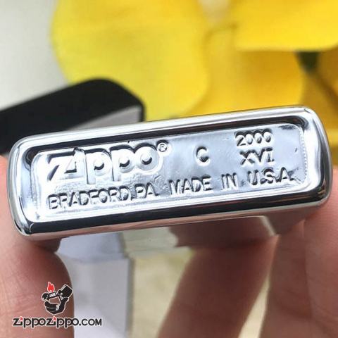 Zippo đời la mã sản xuất 2000 Lông vũ khắc đá quý