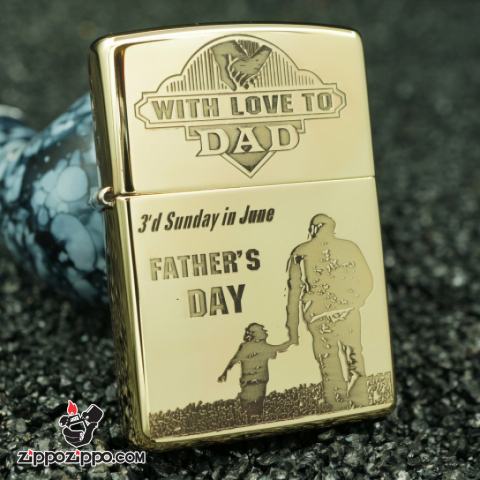 zippo đồng nguyên chất khắc cha con Ảmor bản giới hạn