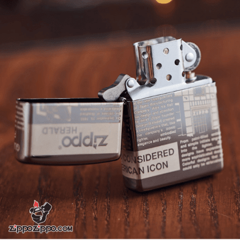 Zippo khắc Laser hình ảnh hình những bài báo nổi tiếng viết về lịch sử Zippo