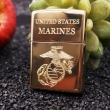 Zippo khắc logo Marinnes vỏ đồng nguyên chất