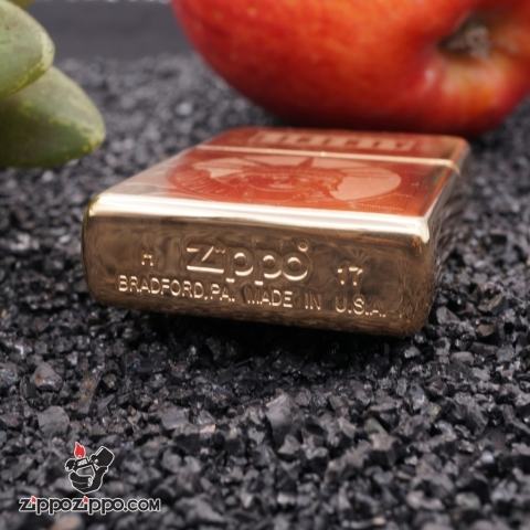 Zippo khắc logo Marinnes vỏ đồng nguyên chất