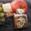 Zippo khắc logo Marinnes vỏ đồng nguyên chất