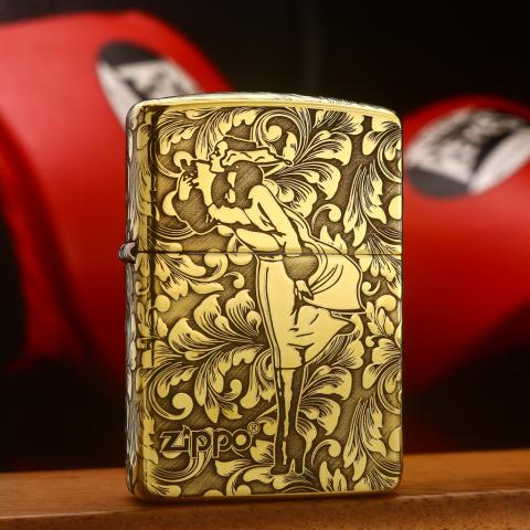 Zippo Khắc Windy Hoa Văn Hai Mặt Bản Armor