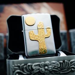 Zippo La Mã bac bóng ốp hình cây xương rồng sản xuất 1998 - Mã SP: ZPC3032-1