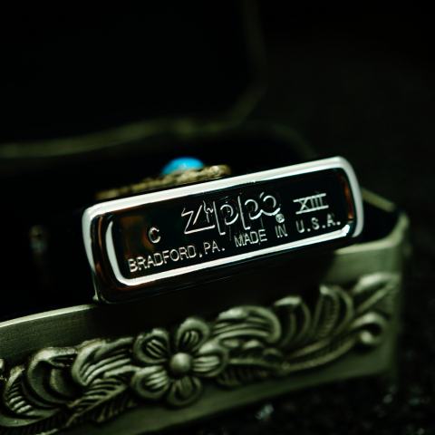 Zippo La mã ốp đá xanh ấn độ sản xuất 1997