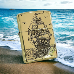 ZIPPO THUYỀN BUÔM MẶT TRƯỚC MẶT SAU HÌNH MỎ NEO BẢN AMOR - Mã SP: ZPC4222