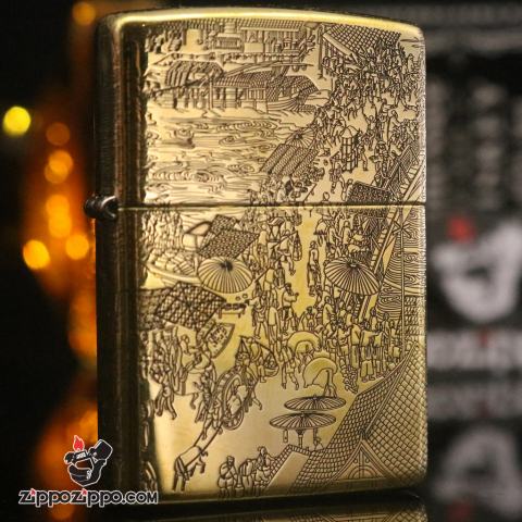 Zippo thuyền ngoài khơi khắc xung quanh