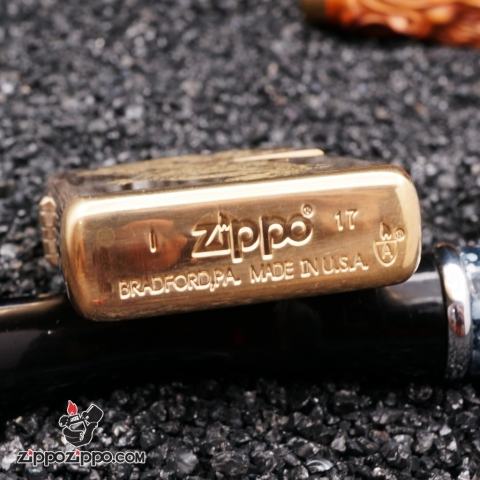 Zippo vàng khắc cá chép bản armor